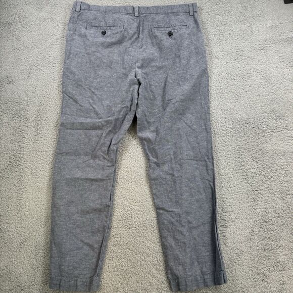 Banana Republic Pants Mens 35x28 Blue Linen Blend Aiden Slim Fit Chino Preppy - Picture 9 of 11
